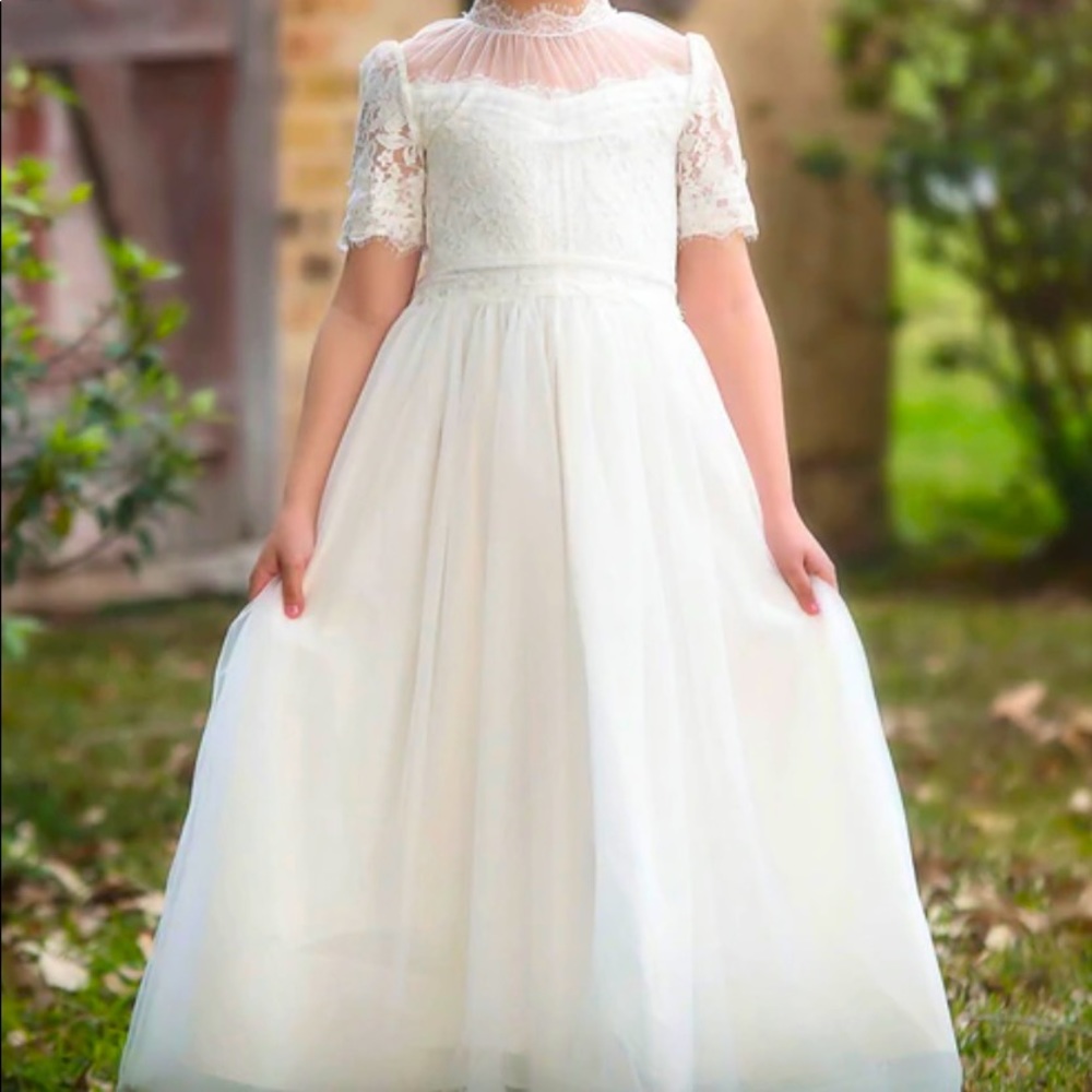 Trish Scully Girls White Lace Harmony Dress size 10 NEW